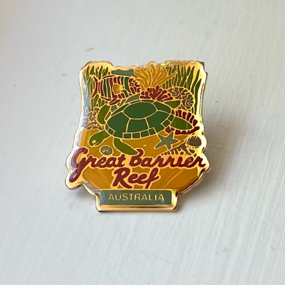 Vintage Great Barrier Reef Sea Turtle Australia Pin Brooch 1”